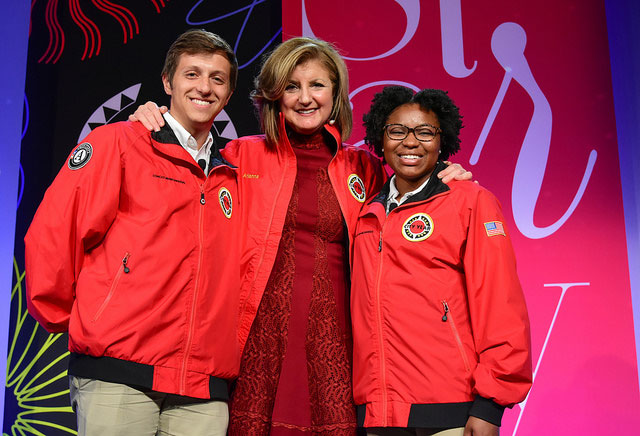 Arianna Huffington poses with City Year Corps members