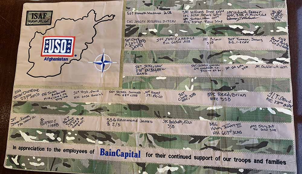 Bain Capital Receives Gift from the USO for Many Years of Support